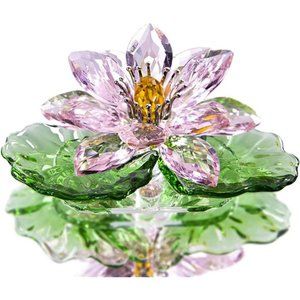Pink Sparkle Crystal Hue Reflection Crystal Lotus Flower,Glass Home Decor